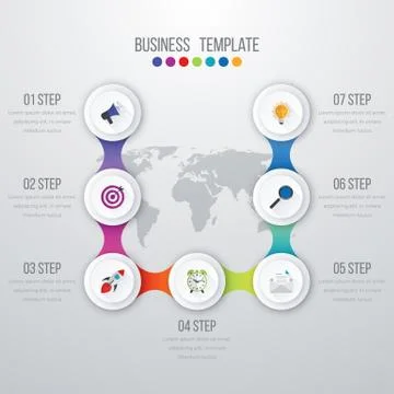 Vector illustration infographics seven options Illustrazione stock