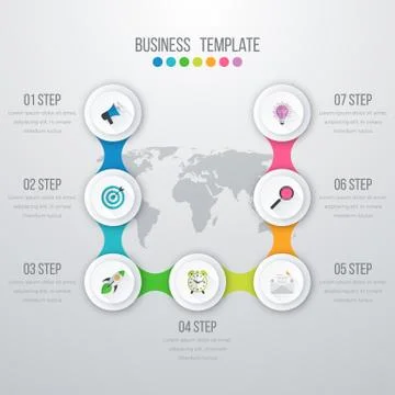 Vector illustration infographics seven options Illustrazione stock