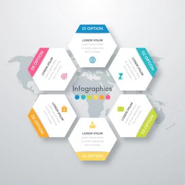 Vector illustration infographics six options. Stock Illustration