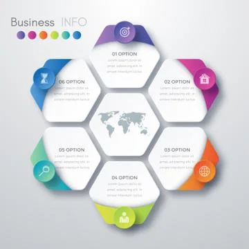 Vector illustration infographics six options. Stock Illustration