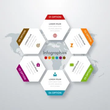 Vector illustration infographics six options. Stock Illustration