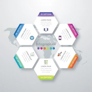Vector illustration infographics six options. Stock Illustration