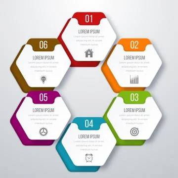 Vector illustration infographics six options. 스톡 일러스트