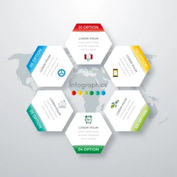 Vector illustration infographics six options. Stock Illustration