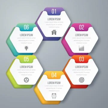 Vector illustration infographics six options. Stock Illustration