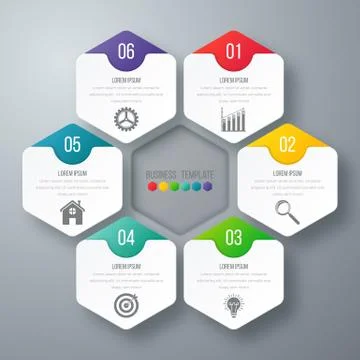 Vector illustration infographics six options. Stock Illustration