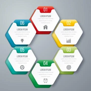 Vector illustration infographics six options. Stock Illustration