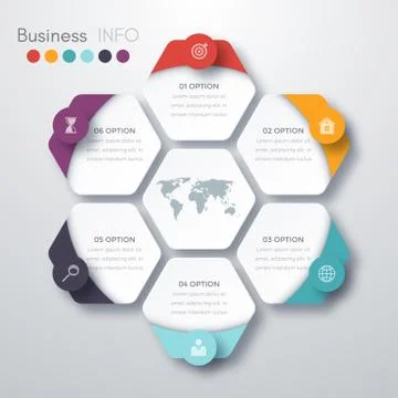 Vector illustration infographics six options. Stock Illustration