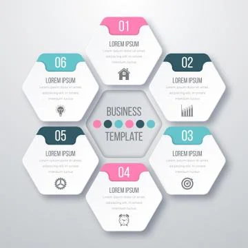 Vector illustration infographics six options. Illustrazione stock