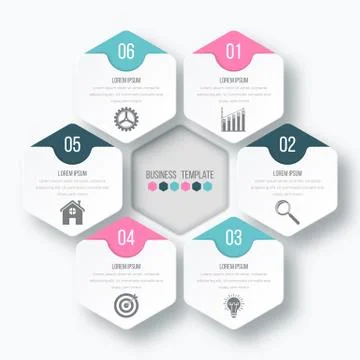 Vector illustration infographics six options. Stock Illustration
