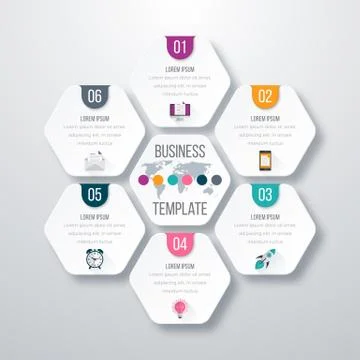 Vector illustration infographics six options. Stock Illustration