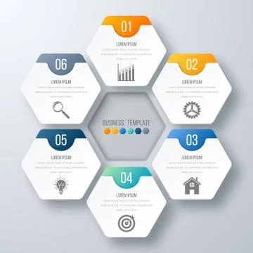 Vector illustration infographics six options. Stock Illustration