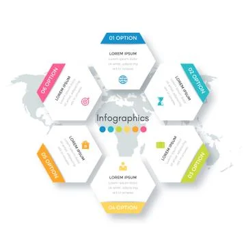 Vector illustration infographics six options. Stock Illustration