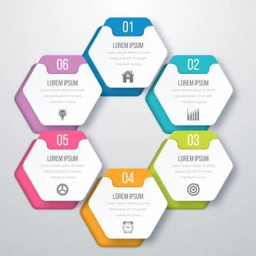 Vector illustration infographics six options. Stock Illustration