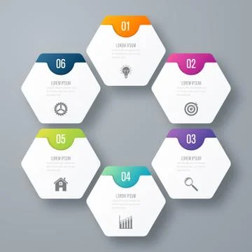 Vector illustration infographics six options 스톡 일러스트