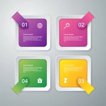 Vector illustration infographics of squares. Illustrazione stock