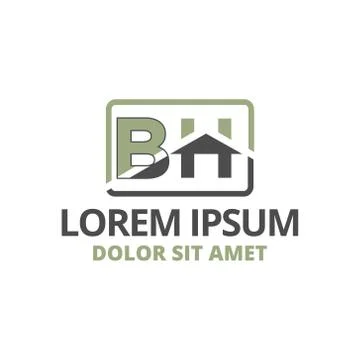 Vector illustration initial letter b and h with roof icon logo construction d Illustrazione stock