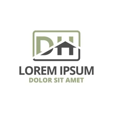 Vector illustration initial letter d and h with roof icon logo construction d Illustrazione stock