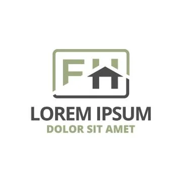 Vector illustration initial letter f and h with roof icon logo construction d Stock Illustration