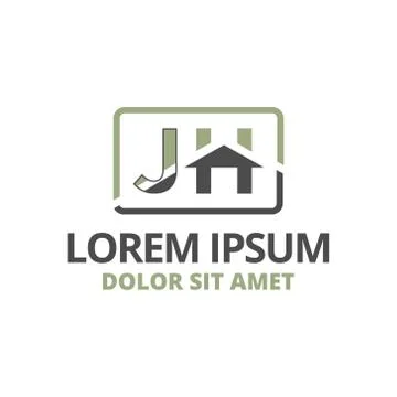 Vector illustration initial letter j and h with roof icon logo construction d Illustrazione stock