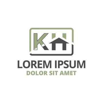 Vector illustration initial letter k and h with roof icon logo construction d Stock Illustration
