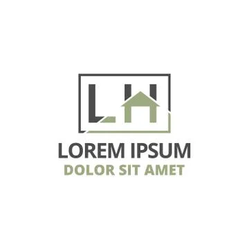 Vector illustration initial letter l and h with roof icon logo construction d Stock Illustration