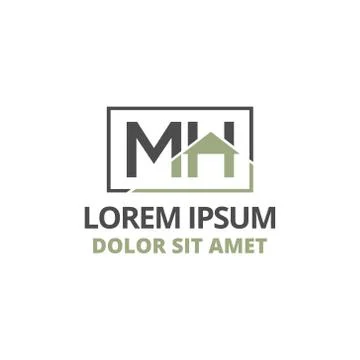 Vector illustration initial letter m and h with roof icon logo construction d Stock Illustration