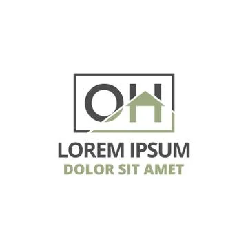 Vector illustration initial letter o and h with roof icon logo construction d Stock Illustration