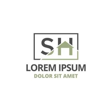 Vector illustration initial letter s and h with roof icon logo construction d Stock Illustration