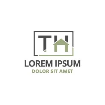 Vector illustration initial letter t and h with roof icon logo construction d Stock Illustration