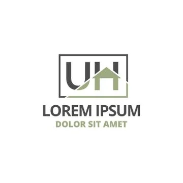 Vector illustration initial letter u and h with roof icon logo construction d Stock Illustration