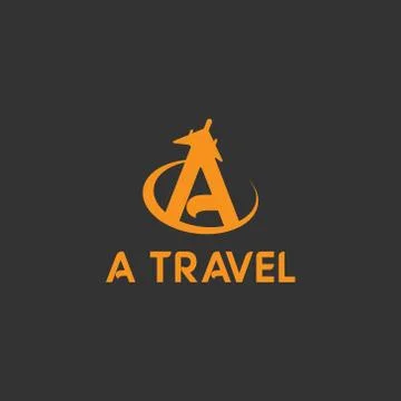Vector illustration initial a travel logo design orange color Stock Illustration