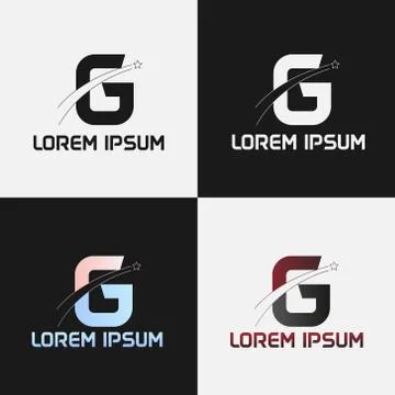 Vector illustration of the initials letter g with road and star designs Stock Illustration