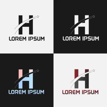 Vector illustration of the initials letter h with road and star designs Stock Illustration