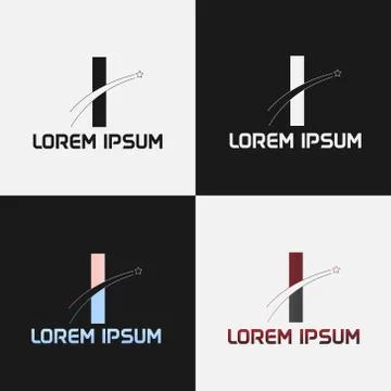 Vector illustration of the initials letter i with road and star designs Stock Illustration