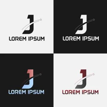 Vector illustration of the initials letter j with road and star designs Stock Illustration