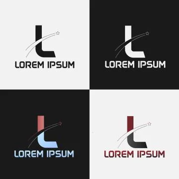 Vector illustration of the initials letter l with road and star designs Stock Illustration