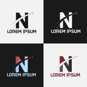 Vector illustration of the initials letter n with road and star designs Stock Illustration