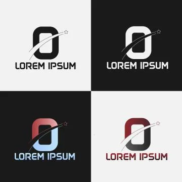 Vector illustration of the initials letter o with road and star designs Stock Illustration