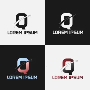 Vector illustration of the initials letter q with road and star designs Stock-Illustration