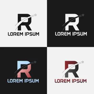 Vector illustration of the initials letter r with road and star designs Stock Illustration