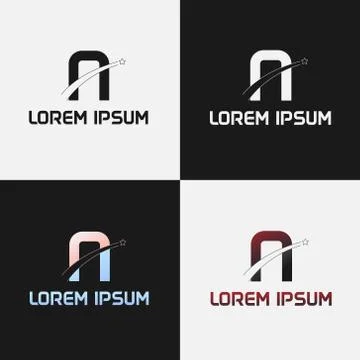 Vector illustration of the initials letter a with road and star designs Stock Illustration