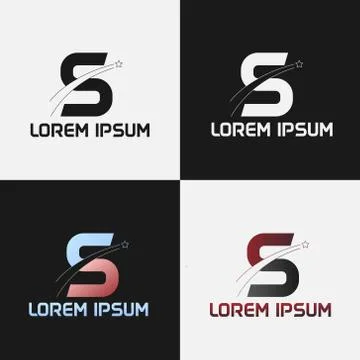 Vector illustration of the initials letter s with road and star designs Illustrazione stock