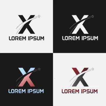 Vector illustration of the initials letter x with road and star designs Stock Illustration