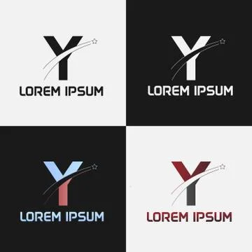 Vector illustration of the initials letter y with road and star designs Stock Illustration