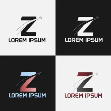 Vector illustration of the initials letter z with road and star designs Stock Illustration