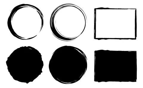 Vector Illustration of Ink-Drawn Circle and Square Frames on White Background Stock Illustration