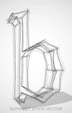Vector illustration of a Ink sketched B. Hand drawn 3D B イラスト素材