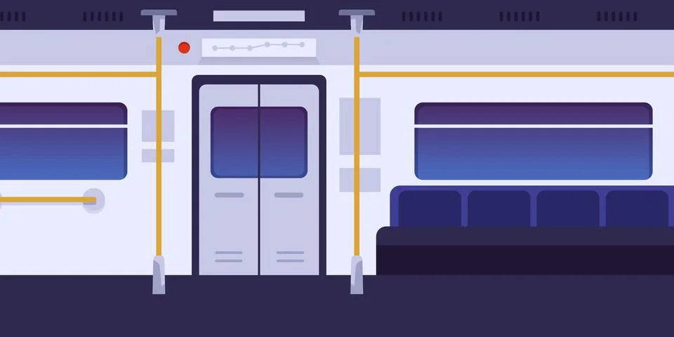 Vector illustration of inside subway train, empty cabin with automatic doors イラスト素材