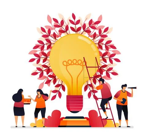 Vector illustration of inspiration for teamwork, communication, illumination, Stock Illustration